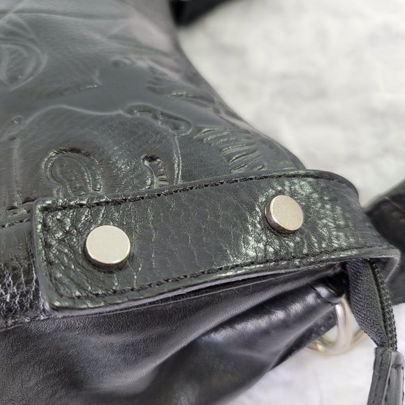 AIRONE Unique Beautiful Embossed Black Genuine Leather Shoulder Bag - Picture 10 of 12